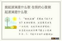 掀起波澜是什么歌 在我的心里掀起波澜是什么歌