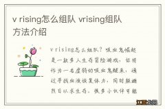 v rising怎么组队 vrising组队方法介绍