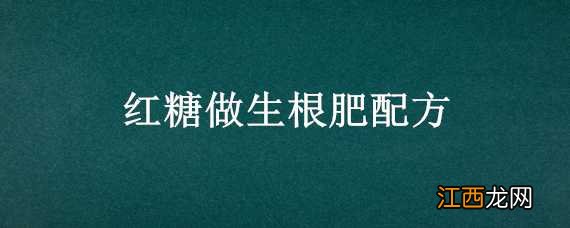 红糖做生根肥配方