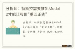 分析师：特斯拉需要推出Model 2才能让股价“重回正轨”