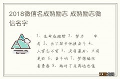 2018微信名成熟励志 成熟励志微信名字