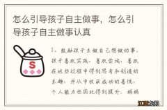 怎么引导孩子自主做事，怎么引导孩子自主做事认真