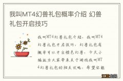 我叫MT4幻兽礼包概率介绍 幻兽礼包开启技巧