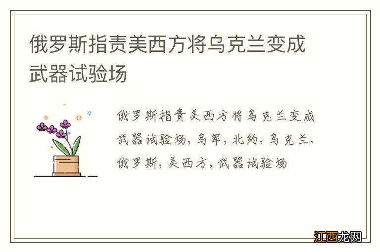 俄罗斯指责美西方将乌克兰变成武器试验场