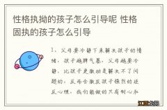 性格执拗的孩子怎么引导呢 性格固执的孩子怎么引导