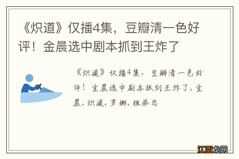 《炽道》仅播4集，豆瓣清一色好评！金晨选中剧本抓到王炸了