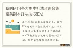 我叫MT4各大副本打法攻略合集 精英副本打法技巧汇总