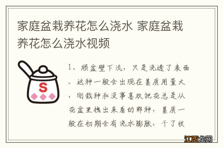 家庭盆栽养花怎么浇水 家庭盆栽养花怎么浇水视频