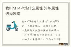 我叫MT4淬炼什么属性 淬炼属性选择攻略