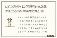 太阁立志传V DX冥想有什么效果 太阁立志传5DX冥想效果介绍