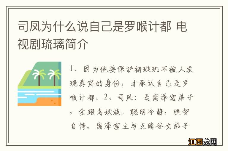 司凤为什么说自己是罗喉计都 电视剧琉璃简介