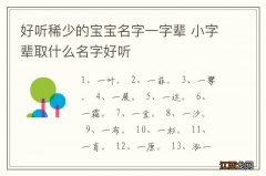 好听稀少的宝宝名字一字辈 小字辈取什么名字好听