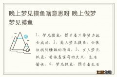 晚上梦见摸鱼啥意思呀 晚上做梦梦见摸鱼