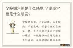 孕晚期宫缩是什么感觉 孕晚期宫缩是什么感觉?