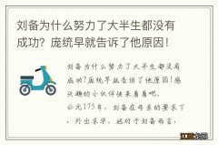 刘备为什么努力了大半生都没有成功？庞统早就告诉了他原因！