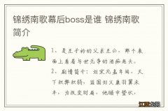 锦绣南歌幕后boss是谁 锦绣南歌简介