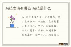 杂技表演有哪些 杂技是什么