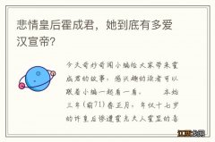 悲情皇后霍成君，她到底有多爱汉宣帝？