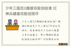 少年三国志2雌雄双股剑给谁 红神兵雌雄双股剑简评