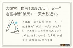 大爆雷！血亏13597亿元，又一“造富神话”破灭；一天大跌近15%，世界第五大加密货币怎么了？