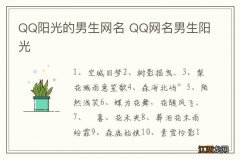 QQ阳光的男生网名 QQ网名男生阳光