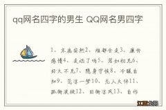 qq网名四字的男生 QQ网名男四字