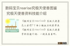 数码宝贝rearise究极天使兽图鉴 究极天使兽资料技能介绍