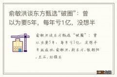 俞敏洪谈东方甄选“破圈”：曾以为要5年，每年亏1亿，没想半年就成功