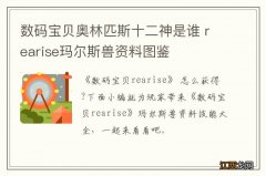 数码宝贝奥林匹斯十二神是谁 rearise玛尔斯兽资料图鉴