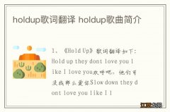 holdup歌词翻译 holdup歌曲简介