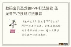 数码宝贝圣龙兽PVP打法建议 圣龙兽PVP技能打法推荐