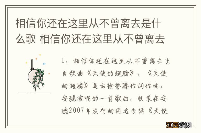 相信你还在这里从不曾离去是什么歌 相信你还在这里从不曾离去完整歌词