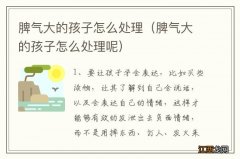 脾气大的孩子怎么处理呢 脾气大的孩子怎么处理