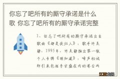 你忘了吧所有的厮守承诺是什么歌 你忘了吧所有的厮守承诺完整歌词