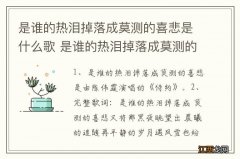 是谁的热泪掉落成莫测的喜悲是什么歌 是谁的热泪掉落成莫测的喜悲完整歌词