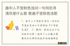 曲中人不觉秋色浅问一句何处寻清欢是什么歌 歌曲不觉秋色浅歌词欣赏