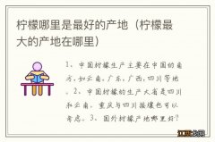 柠檬最大的产地在哪里 柠檬哪里是最好的产地