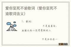 爱你至死不渝歌词含义 爱你至死不渝歌词