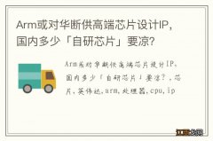 Arm或对华断供高端芯片设计IP，国内多少「自研芯片」要凉？