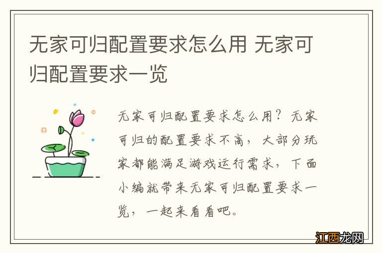 无家可归配置要求怎么用 无家可归配置要求一览