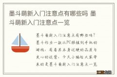 墨斗萌新入门注意点有哪些吗 墨斗萌新入门注意点一览