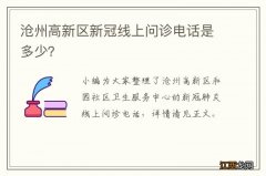 沧州高新区新冠线上问诊电话是多少？