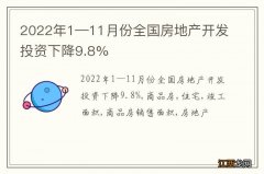 2022年1—11月份全国房地产开发投资下降9.8%