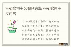 wap歌词中文翻译完整 wap歌词中文内容