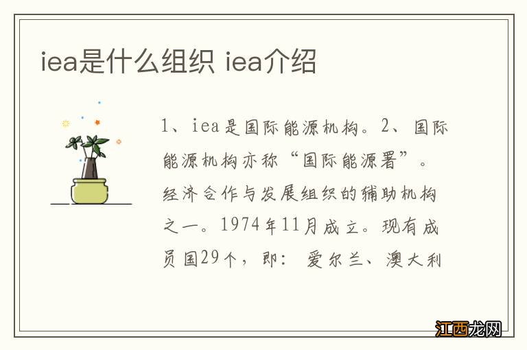 iea是什么组织 iea介绍