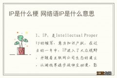 IP是什么梗 网络语IP是什么意思