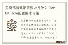 兔窟镇游戏配置要求是什么 Rabbit Hole配置要求介绍