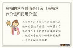 乌梅营养价值和药用价值 乌梅的营养价值是什么