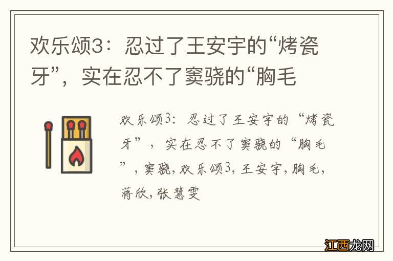 欢乐颂3：忍过了王安宇的“烤瓷牙”，实在忍不了窦骁的“胸毛”