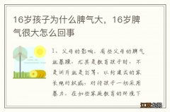 16岁孩子为什么脾气大，16岁脾气很大怎么回事